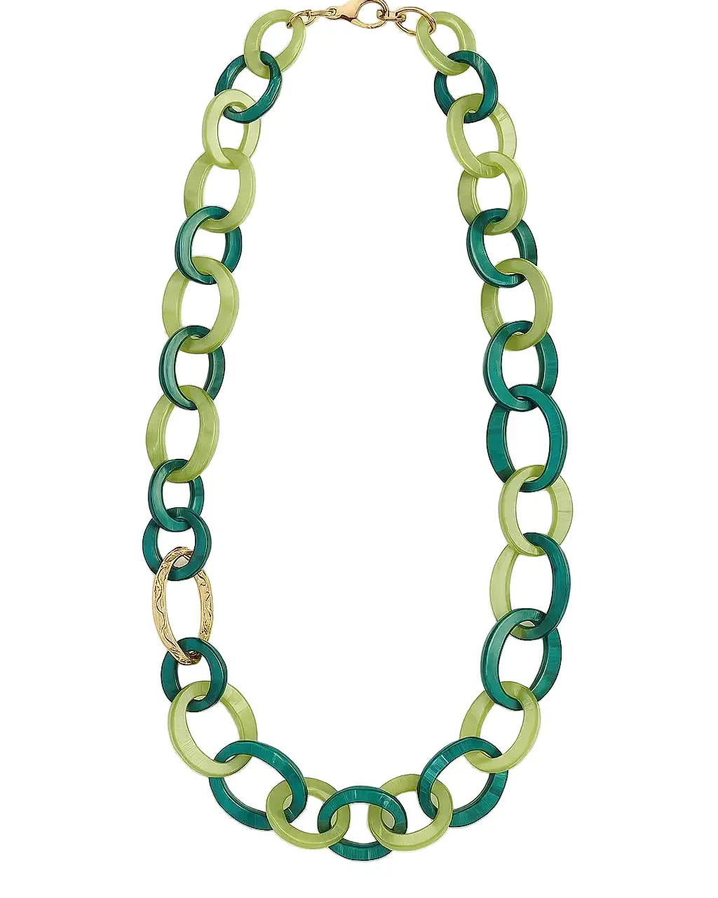 Collana lunga con anelli in resina colorata Dorabella Verde