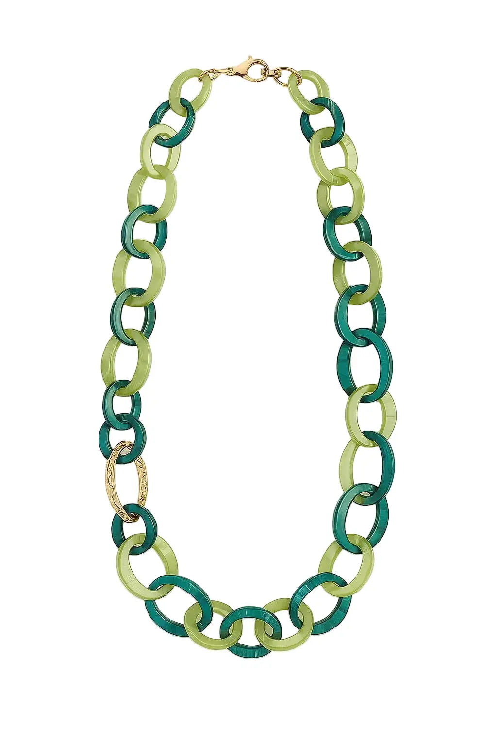 Collana lunga con anelli in resina colorata Dorabella Verde