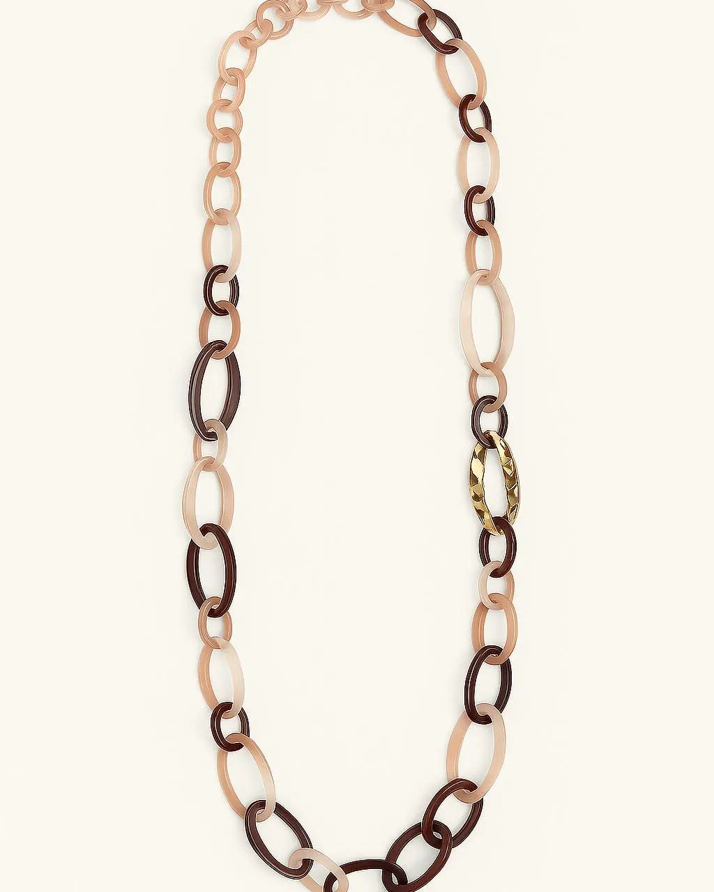 Collana lunga con anelli in resina colorata Dorabella Marrone