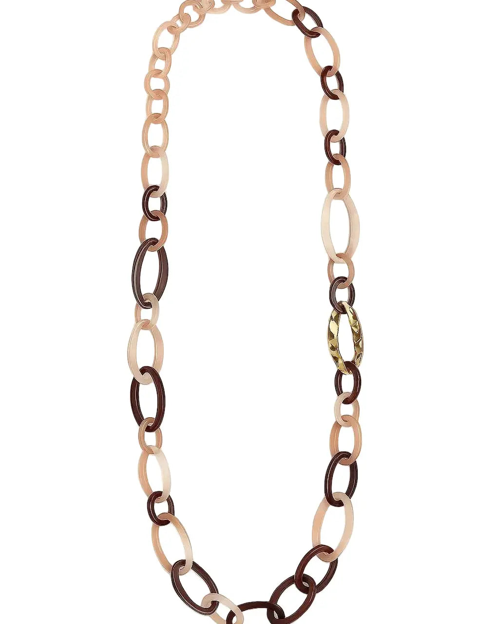 Collana lunga con anelli in resina colorata Dorabella Marrone