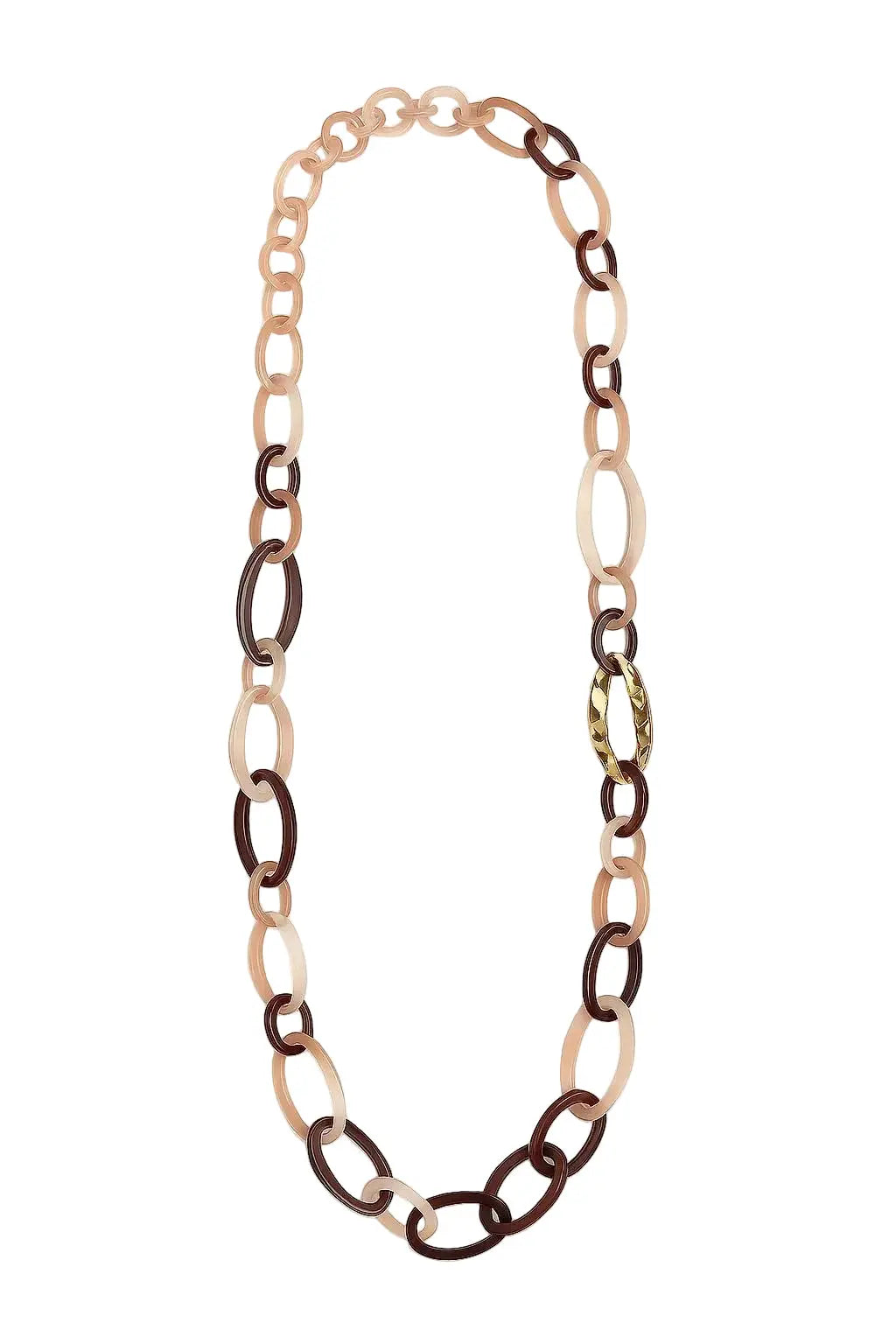 Collana lunga con anelli in resina colorata Dorabella Marrone