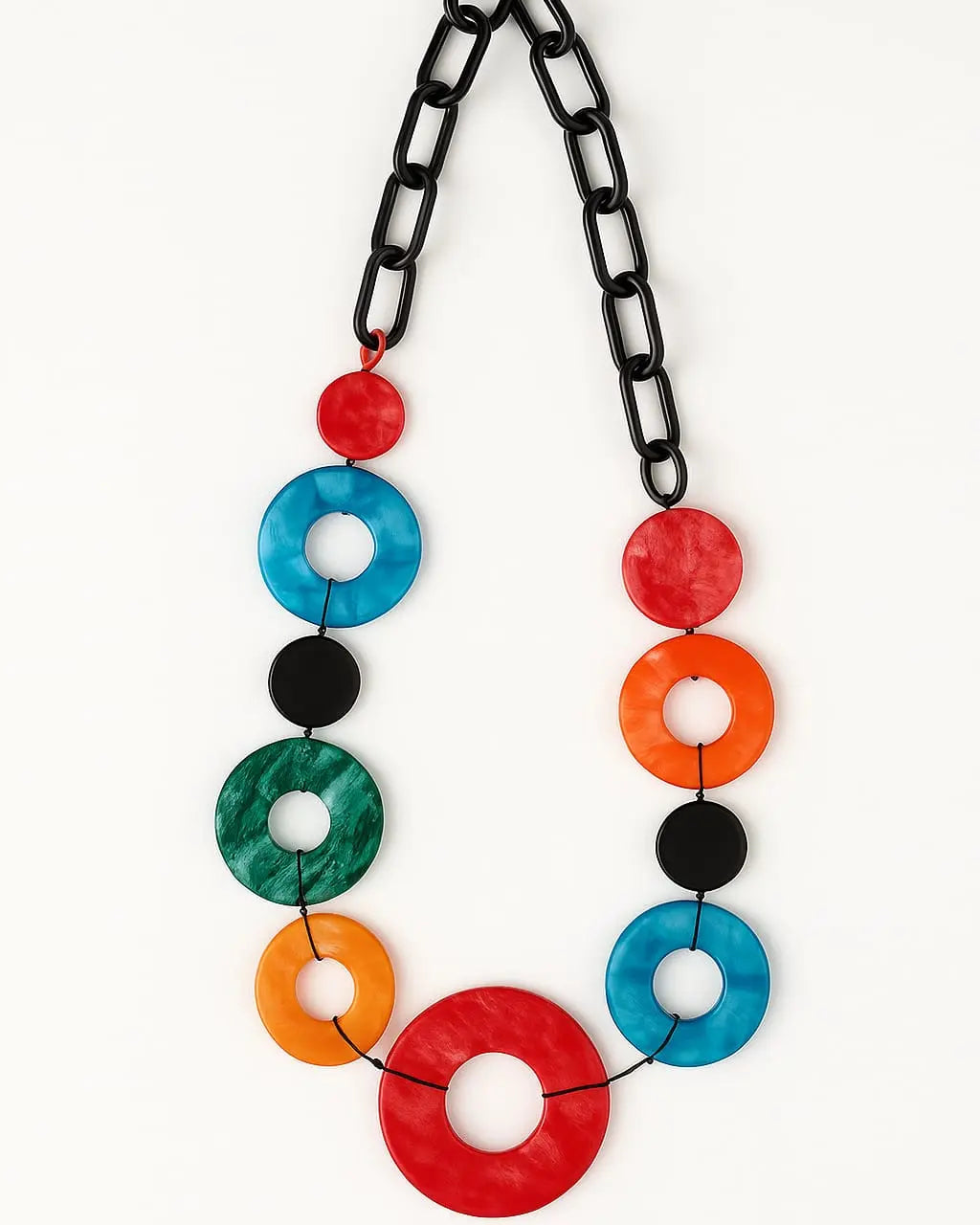 Collana lunga con anelli multicolore in resina Dorabella Multicolore