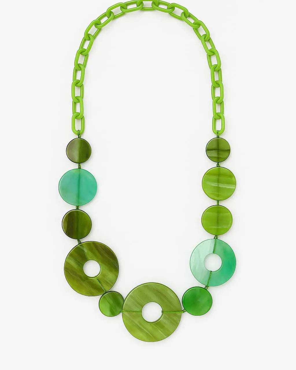 Collana lunga con anelli multicolore in resina Dorabella Verde