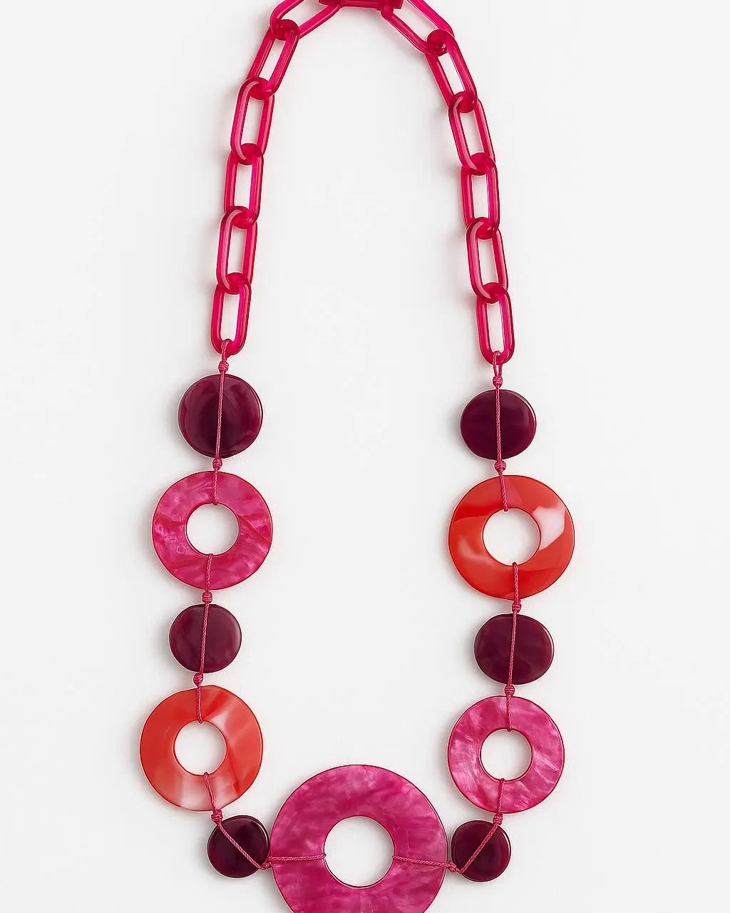 Collana lunga con anelli multicolore in resina Dorabella Magenta