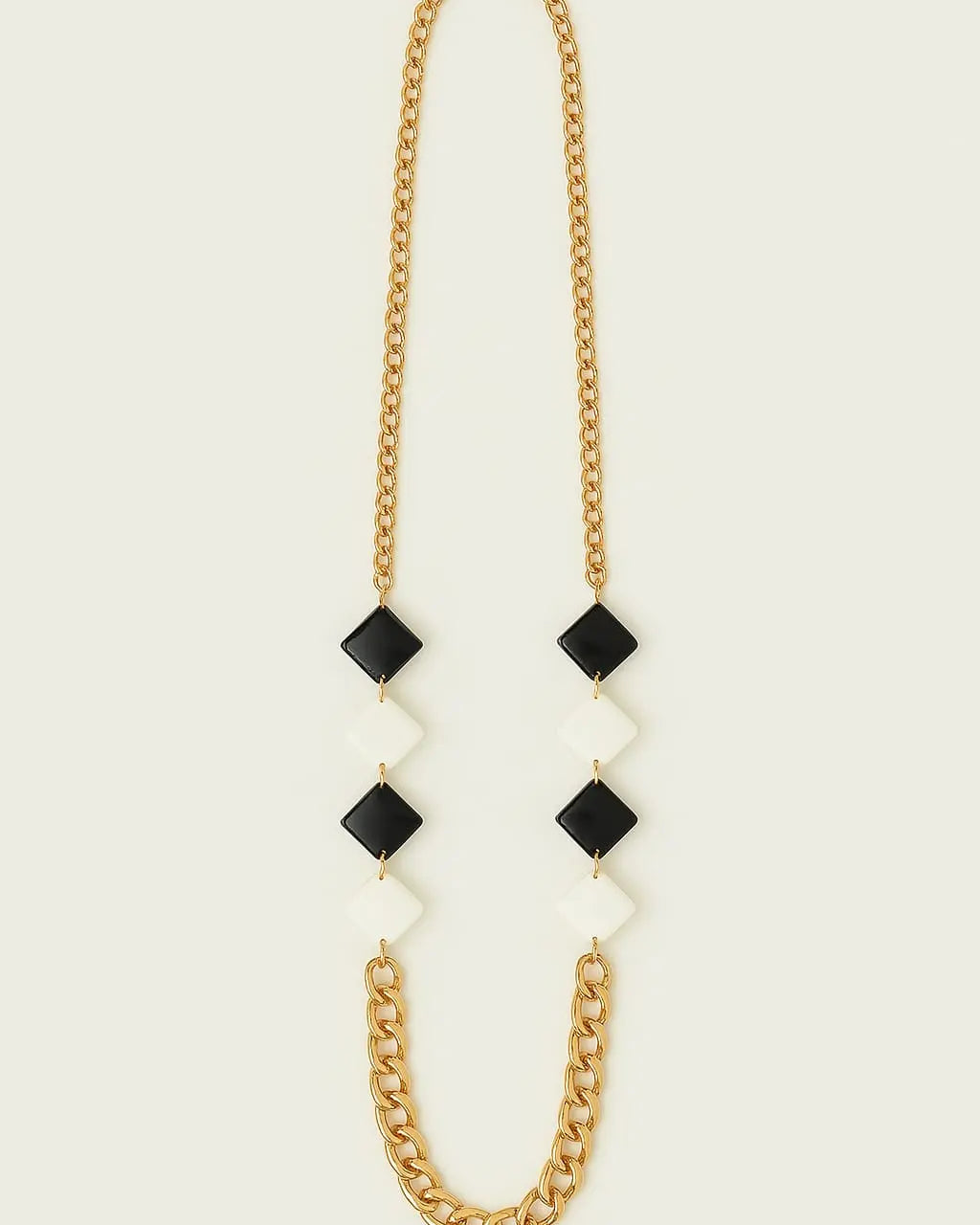 Collana lunga con catena oro light e  pietre colorate bicolor Dorabella Nero