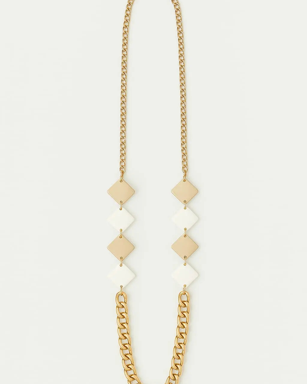 Collana lunga con catena oro light e  pietre colorate bicolor Dorabella Sabbia