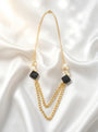 Collana lunga con catena oro light, perline e pietre colorate Dorabella