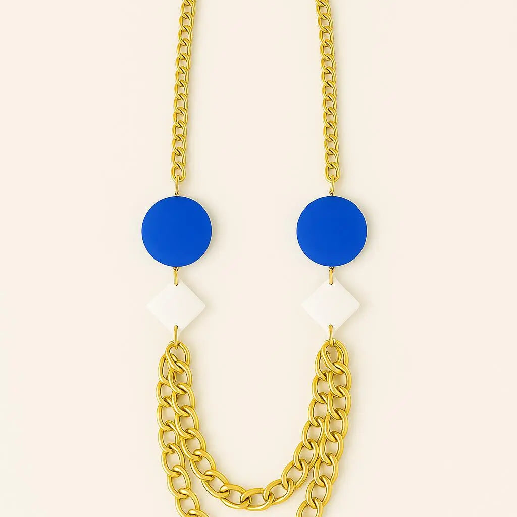 Collana lunga con pietre colorate geometrici Dorabella Blu