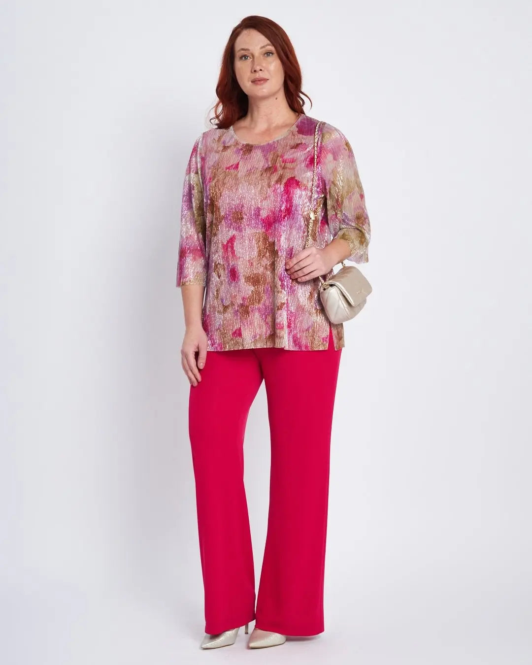 Completo con blusa a fantasia e pantaloni in unito FANTASIA DORABELLA PIU'