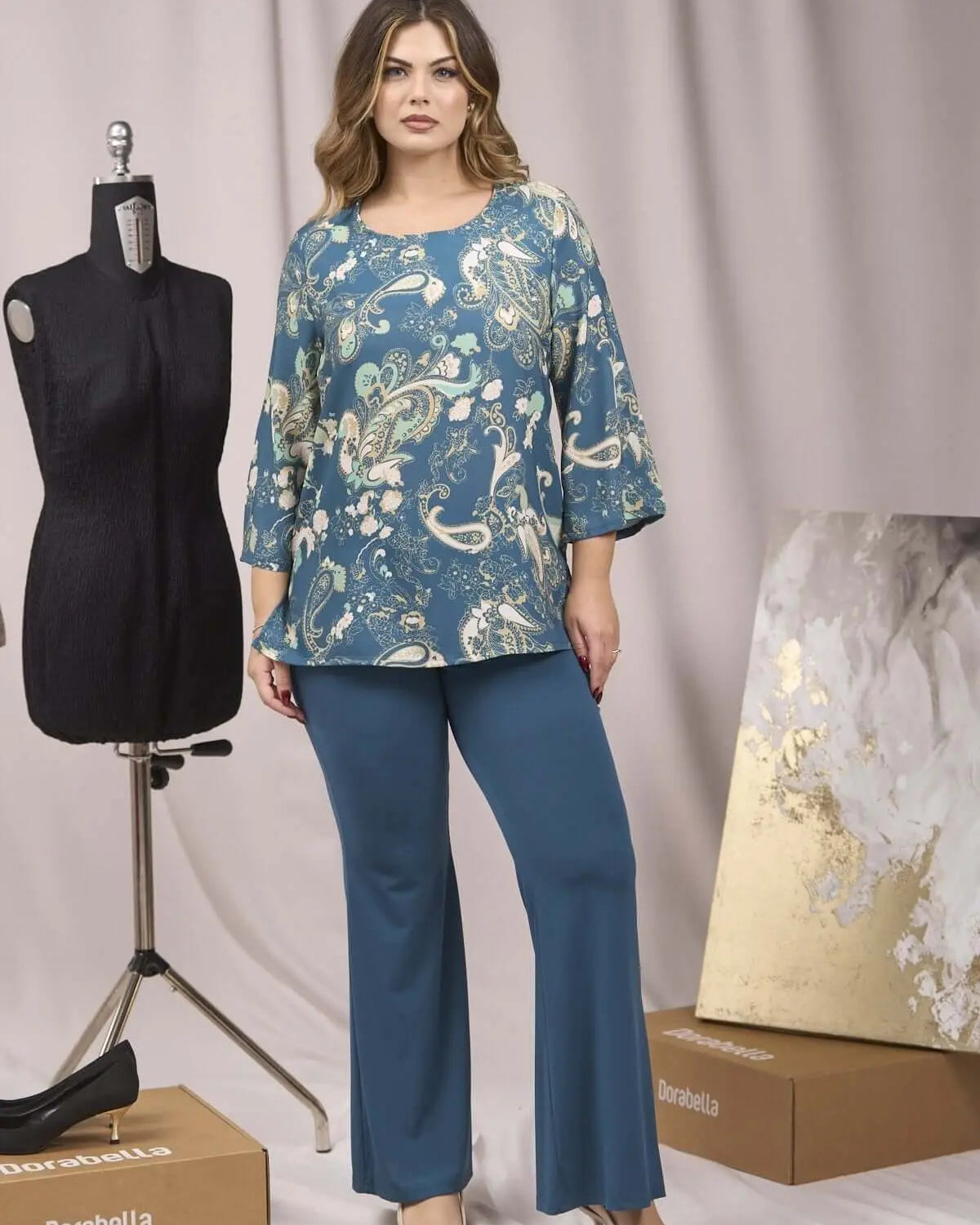 Completo con blusa blusa fantasia e pantalone in unito OTTANIO DORABELLA