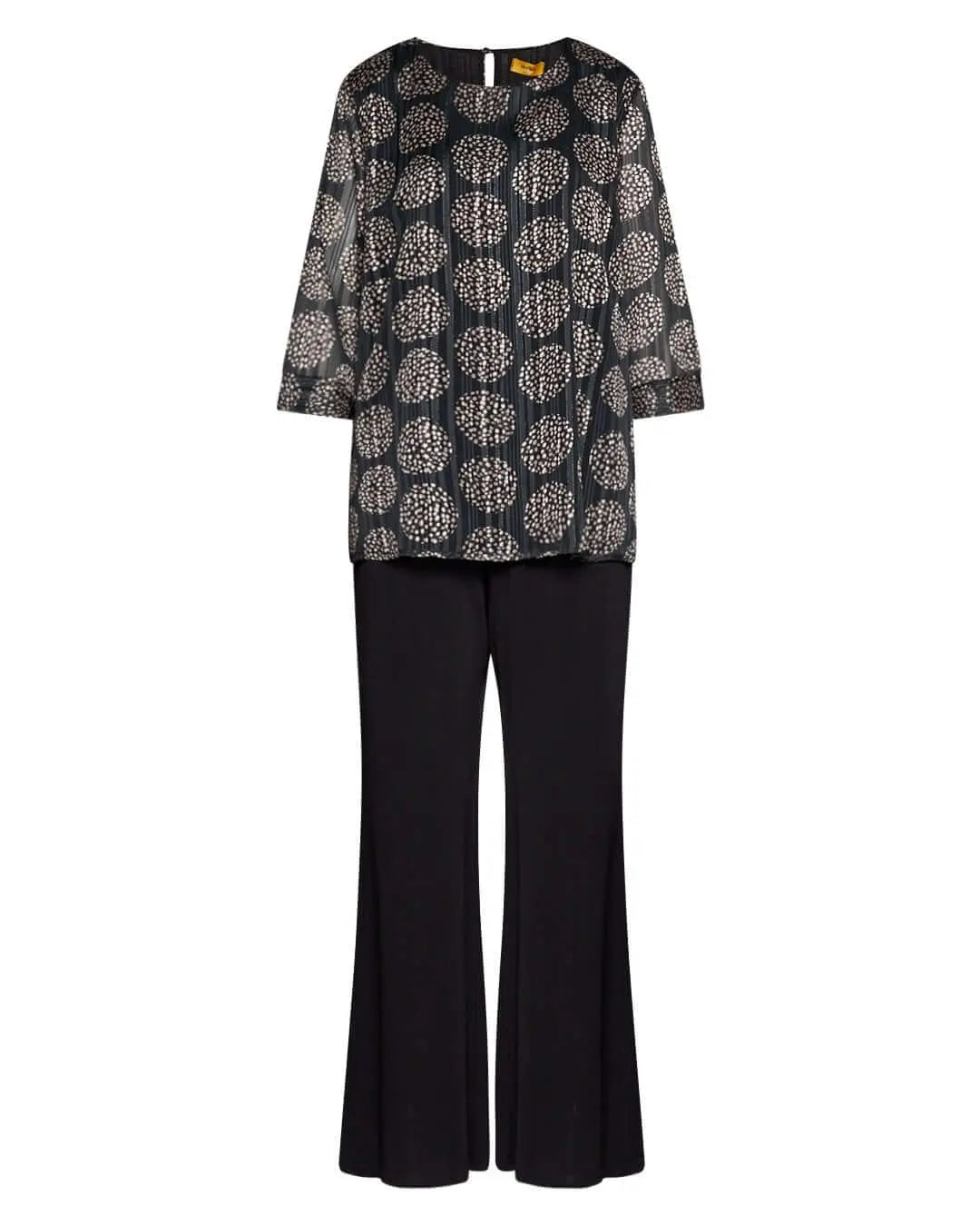 Completo con blusa fantasia e flare pants NERO DORABELLA PIU'