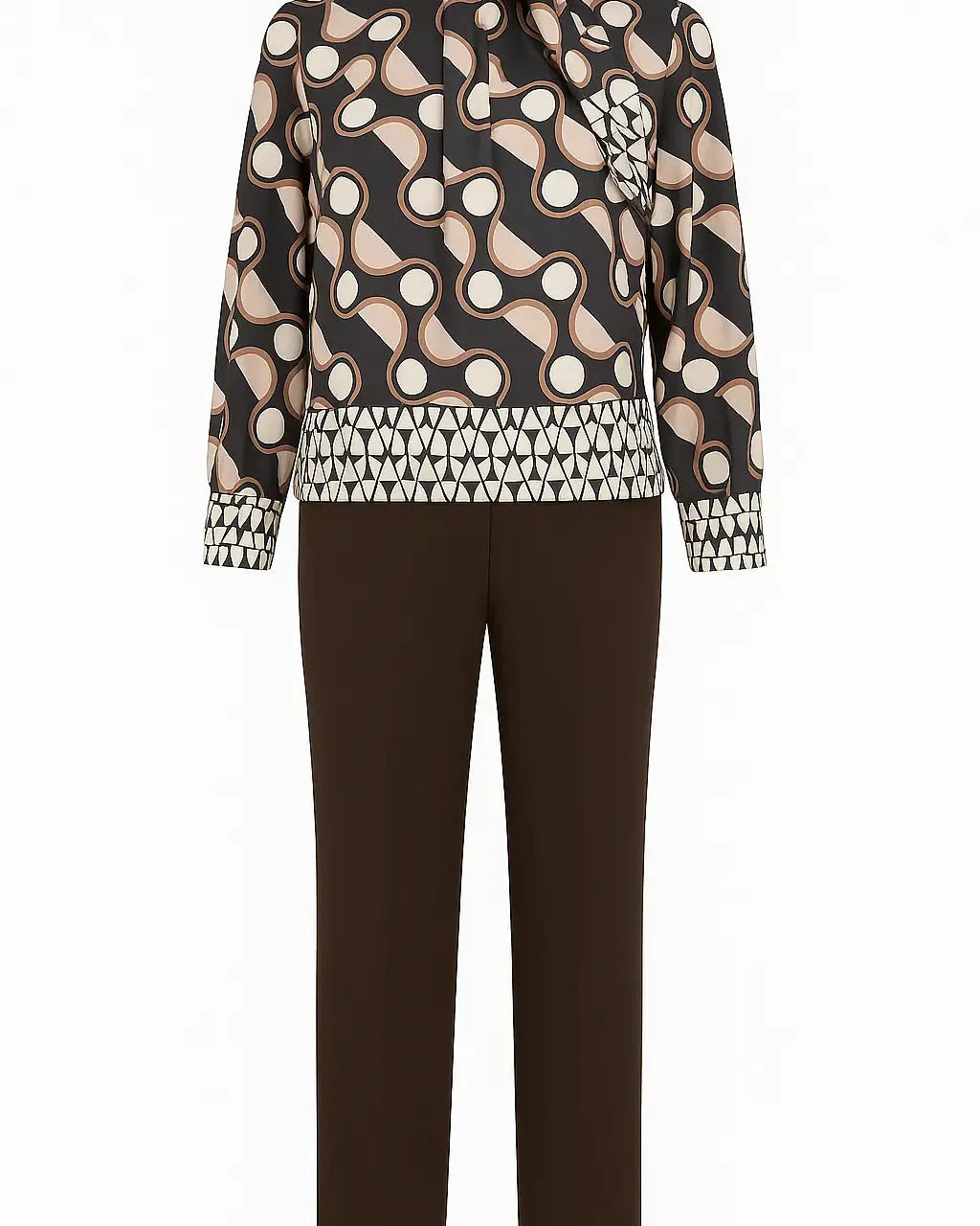 Completo con blusa fantasia e pantalone in tinta unita DORABELLA PIU'