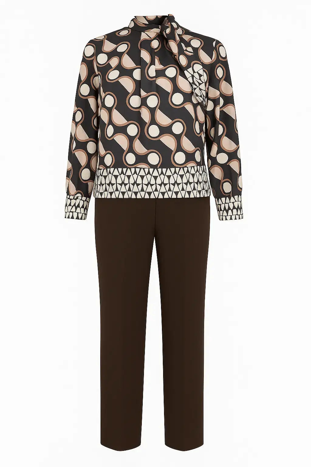 Completo con blusa fantasia e pantalone in tinta unita DORABELLA PIU'