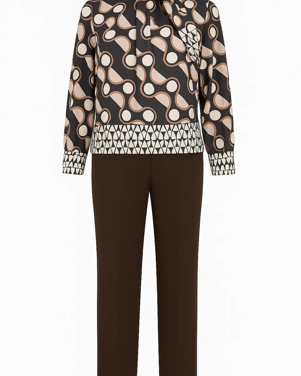 Completo con blusa fantasia e pantalone in tinta unita DORABELLA PIU'