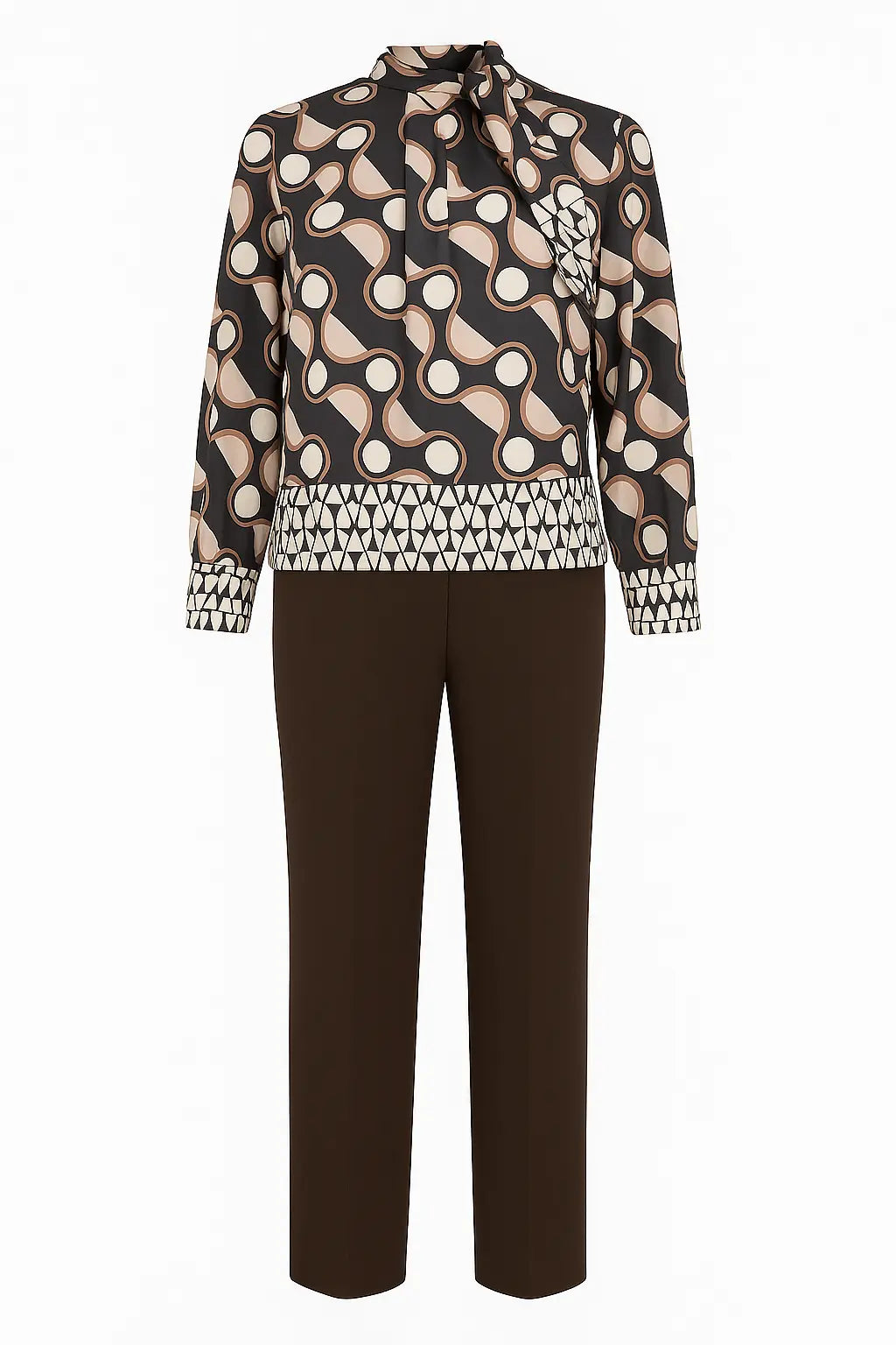 Completo con blusa fantasia e pantalone in tinta unita DORABELLA PIU'