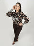 Completo con blusa fantasia e pantalone in tinta unita DORABELLA PIU'