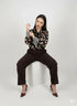 Completo con blusa fantasia e pantalone in tinta unita DORABELLA PIU'