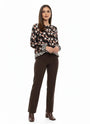 Completo con blusa girocollo fantasia e pantalone in tinta unita DORABELLA