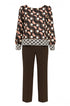 Completo con blusa girocollo fantasia e pantalone in tinta unita DORABELLA