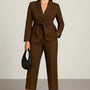 Completo con giacca collo sciallato e fusciacca e pantalone wide leg con bottone Unica by Dorabella