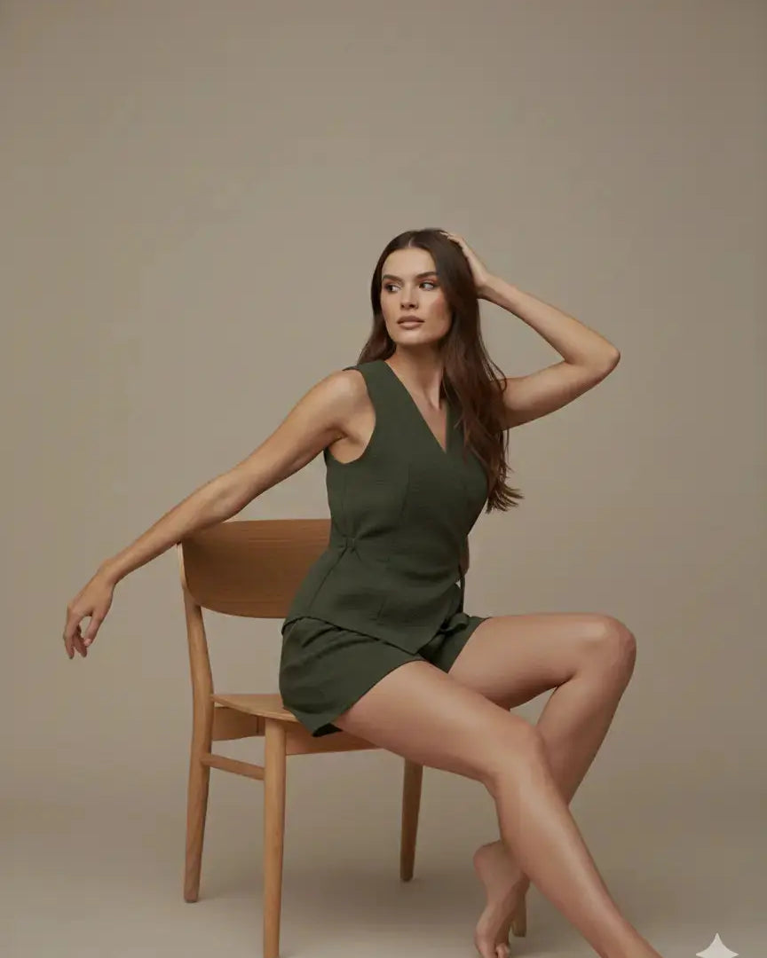 Completo con gilet a portafoglio e shorts Unica by Dorabella