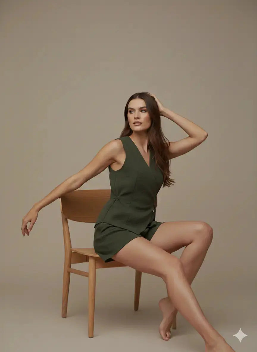 Completo con gilet a portafoglio e shorts Unica by Dorabella