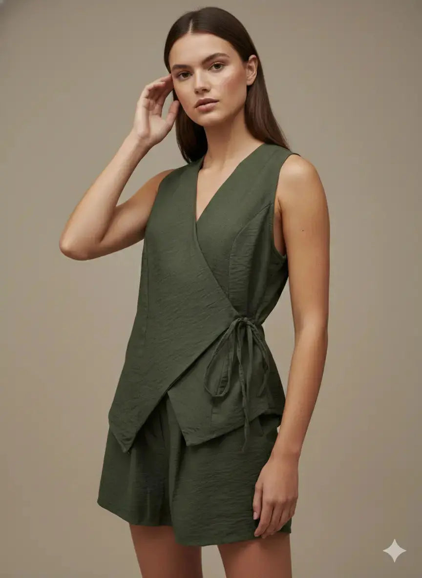 Completo con gilet a portafoglio e shorts Unica by Dorabella