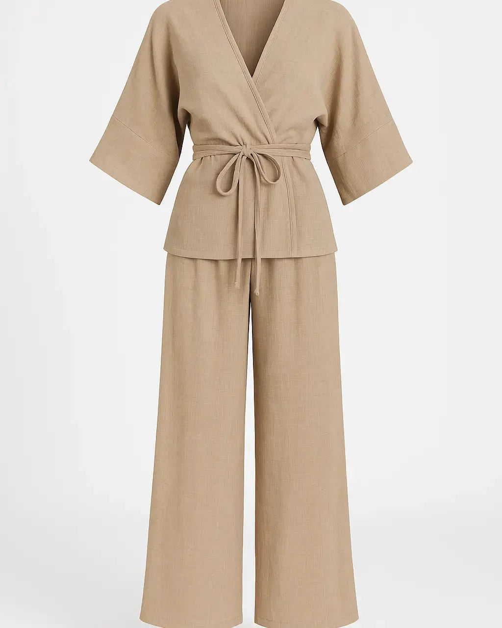 Completo con spolvero kimono con laccetto in vita e pantaloni jogger a palazzo Unica by Dorabella