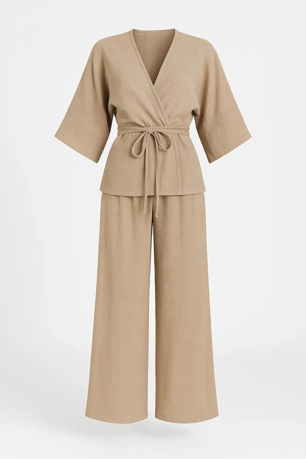 Completo con spolvero kimono con laccetto in vita e pantaloni jogger a palazzo Unica by Dorabella