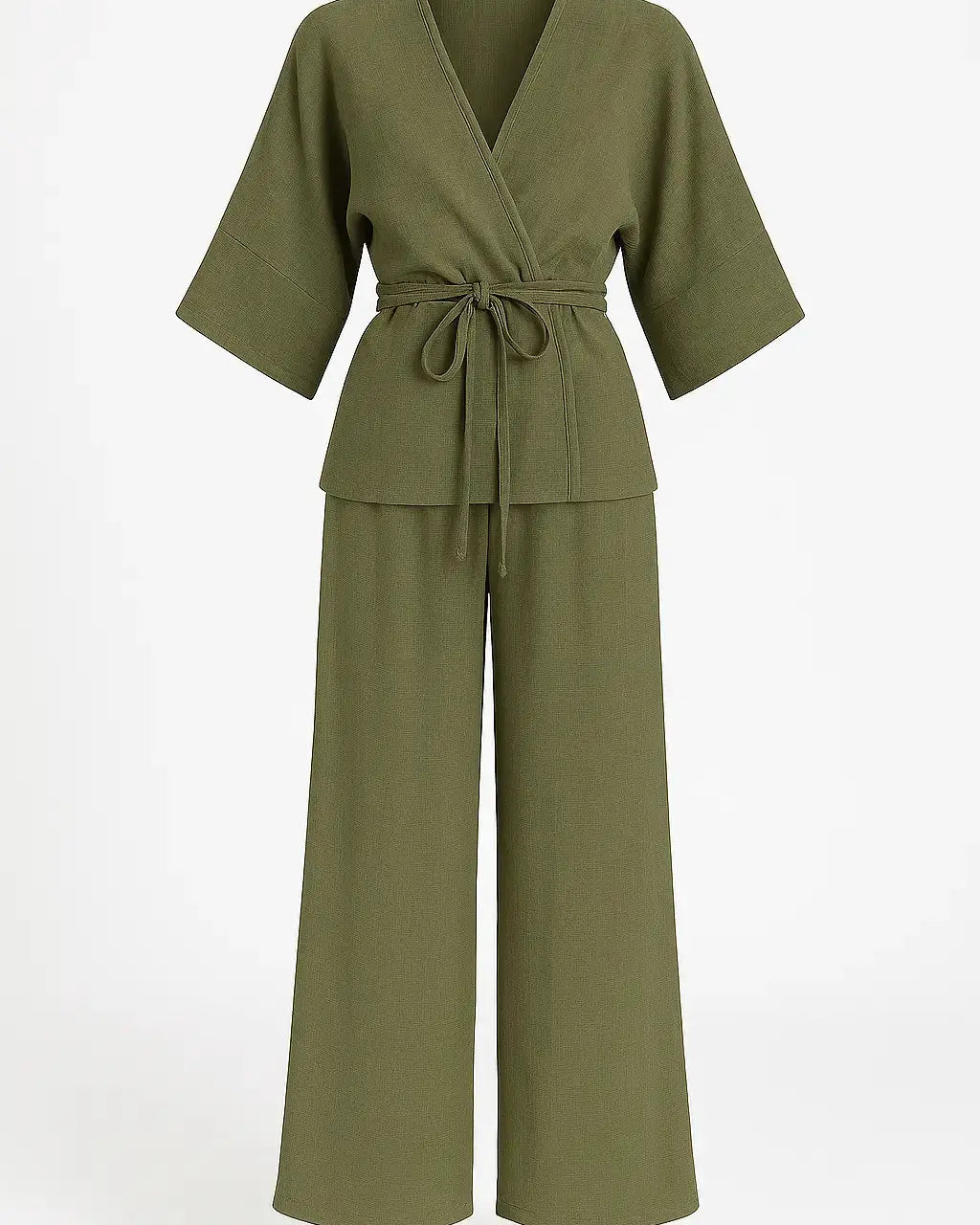 Completo con spolvero kimono con laccetto in vita e pantaloni jogger a palazzo Unica by Dorabella