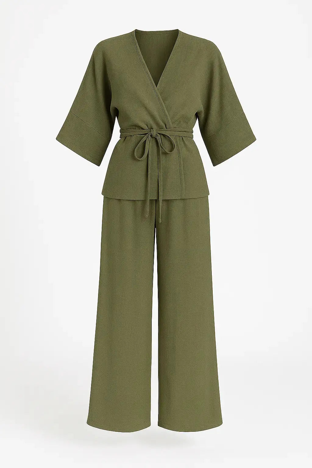 Completo con spolvero kimono con laccetto in vita e pantaloni jogger a palazzo Unica by Dorabella