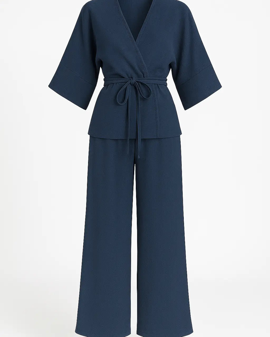 Completo con spolvero kimono con laccetto in vita e pantaloni jogger a palazzo Unica by Dorabella