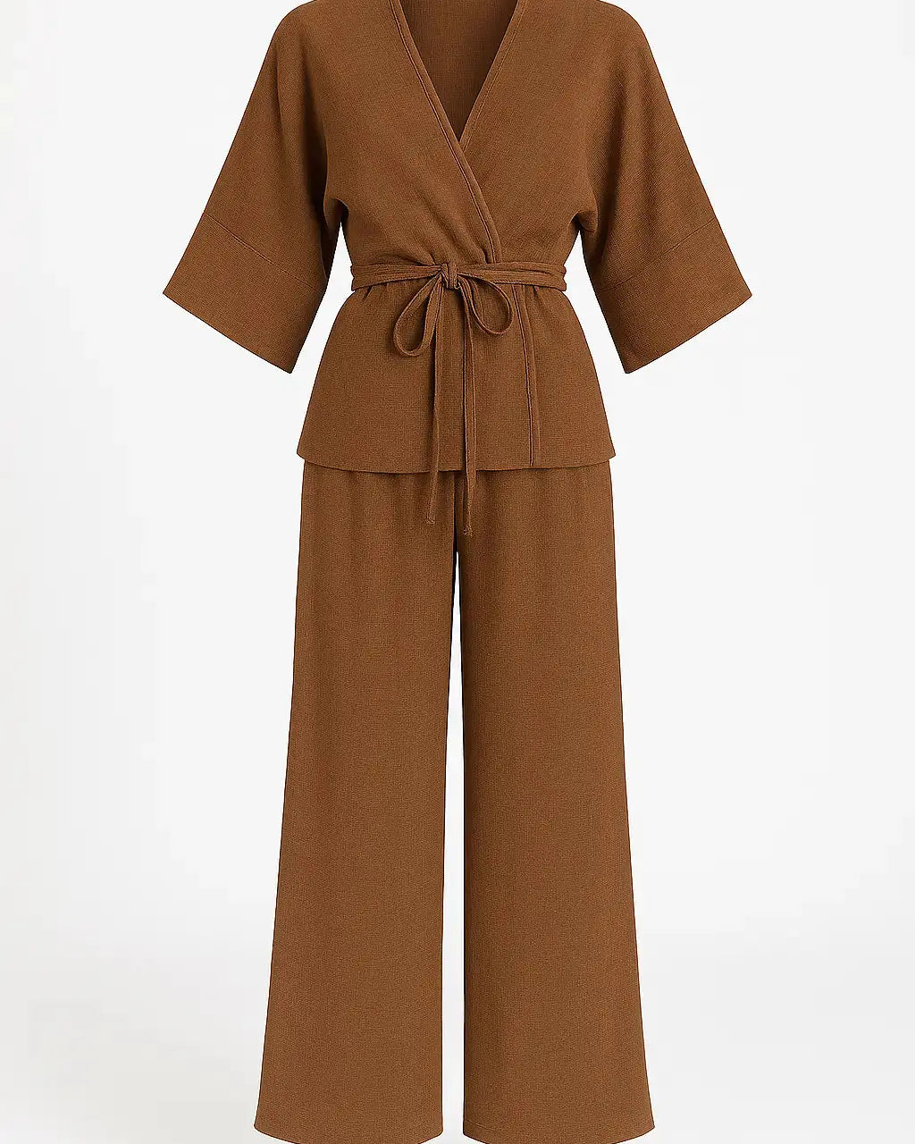 Completo con spolvero kimono con laccetto in vita e pantaloni jogger a palazzo Unica by Dorabella