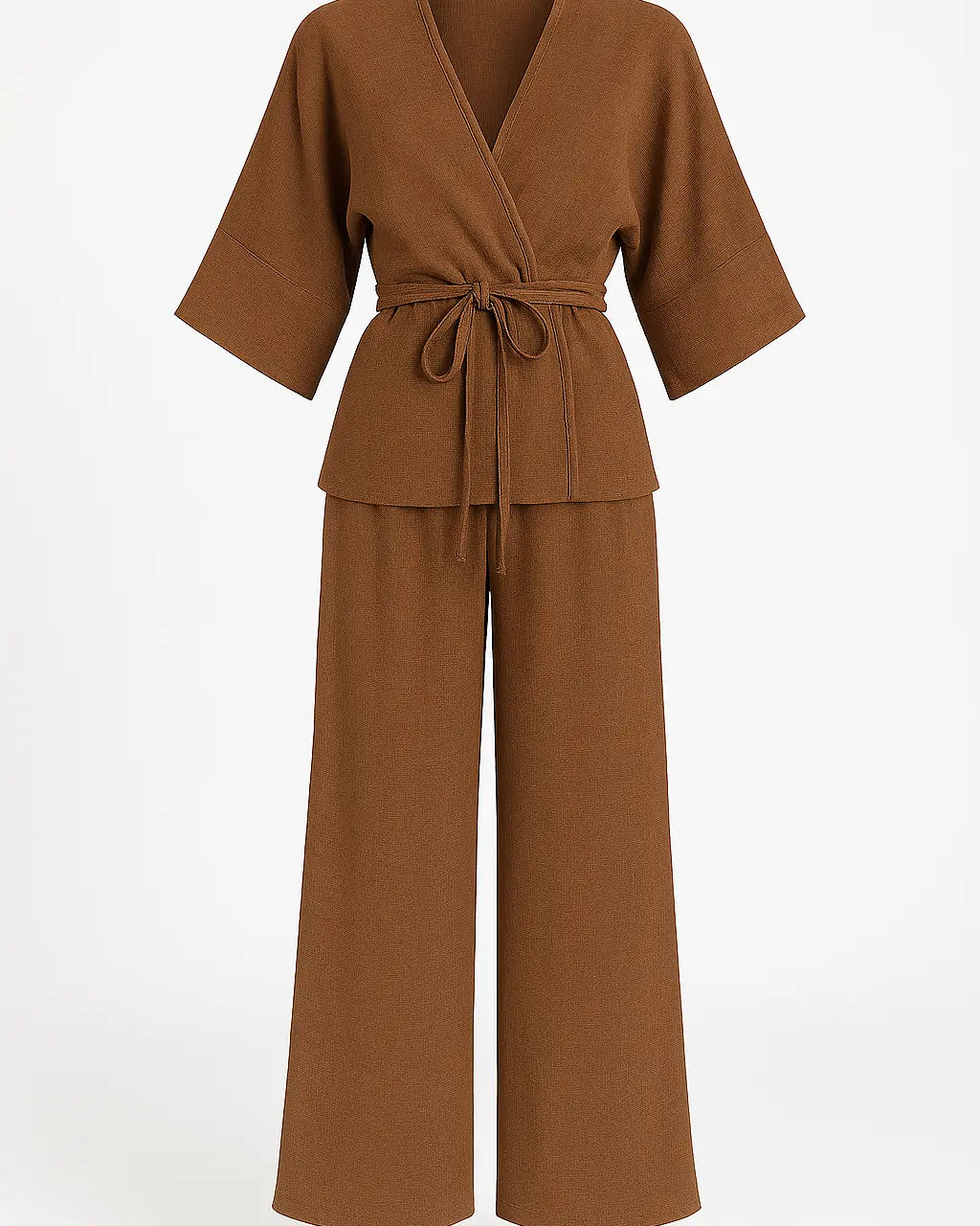 Completo con spolvero kimono con laccetto in vita e pantaloni jogger a palazzo Unica by Dorabella