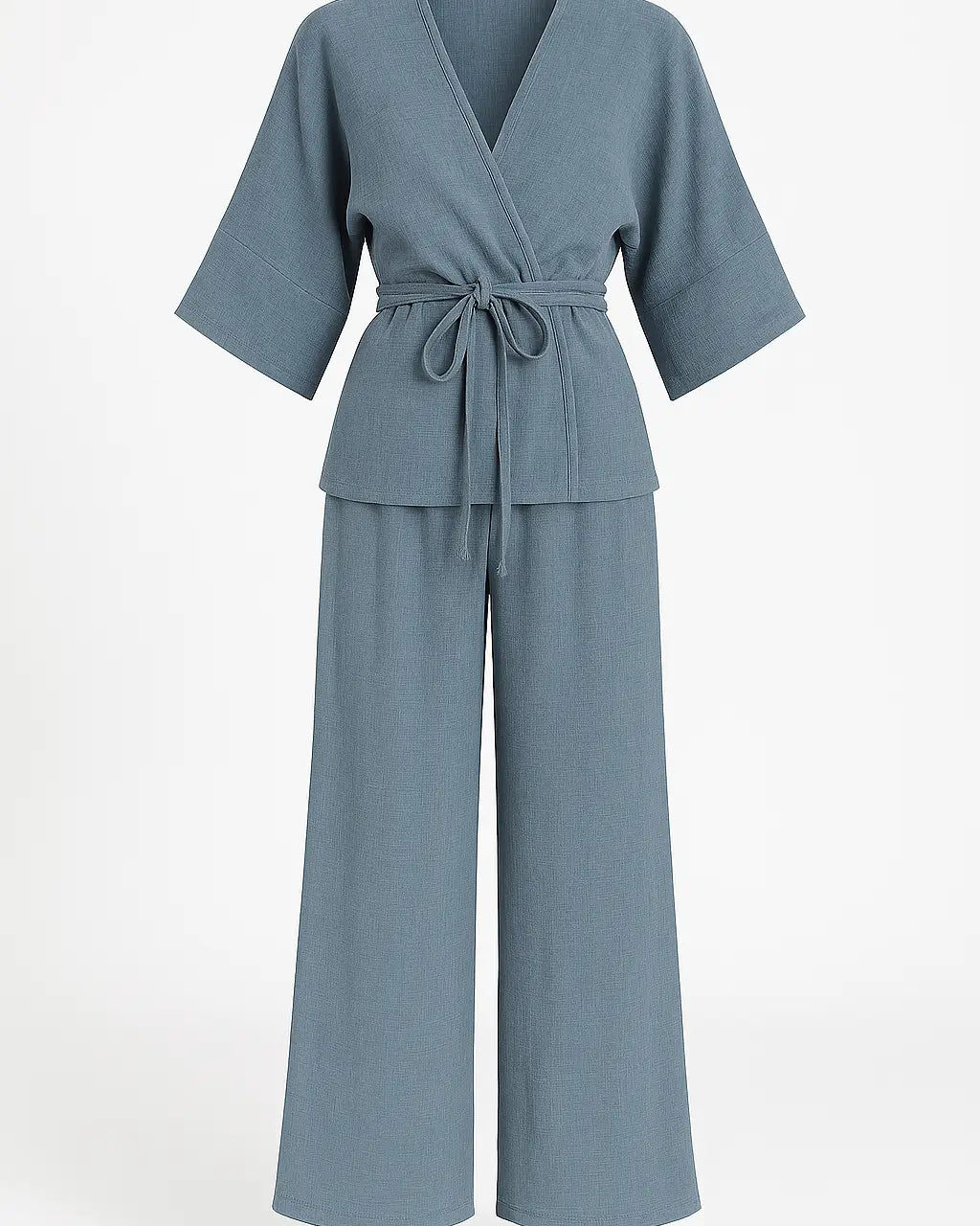 Completo con spolvero kimono con laccetto in vita e pantaloni jogger a palazzo Unica by Dorabella