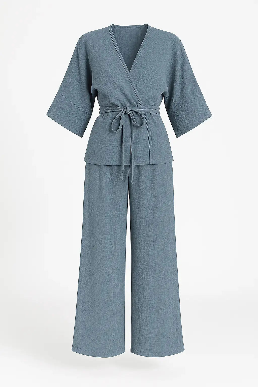 Completo con spolvero kimono con laccetto in vita e pantaloni jogger a palazzo Unica by Dorabella
