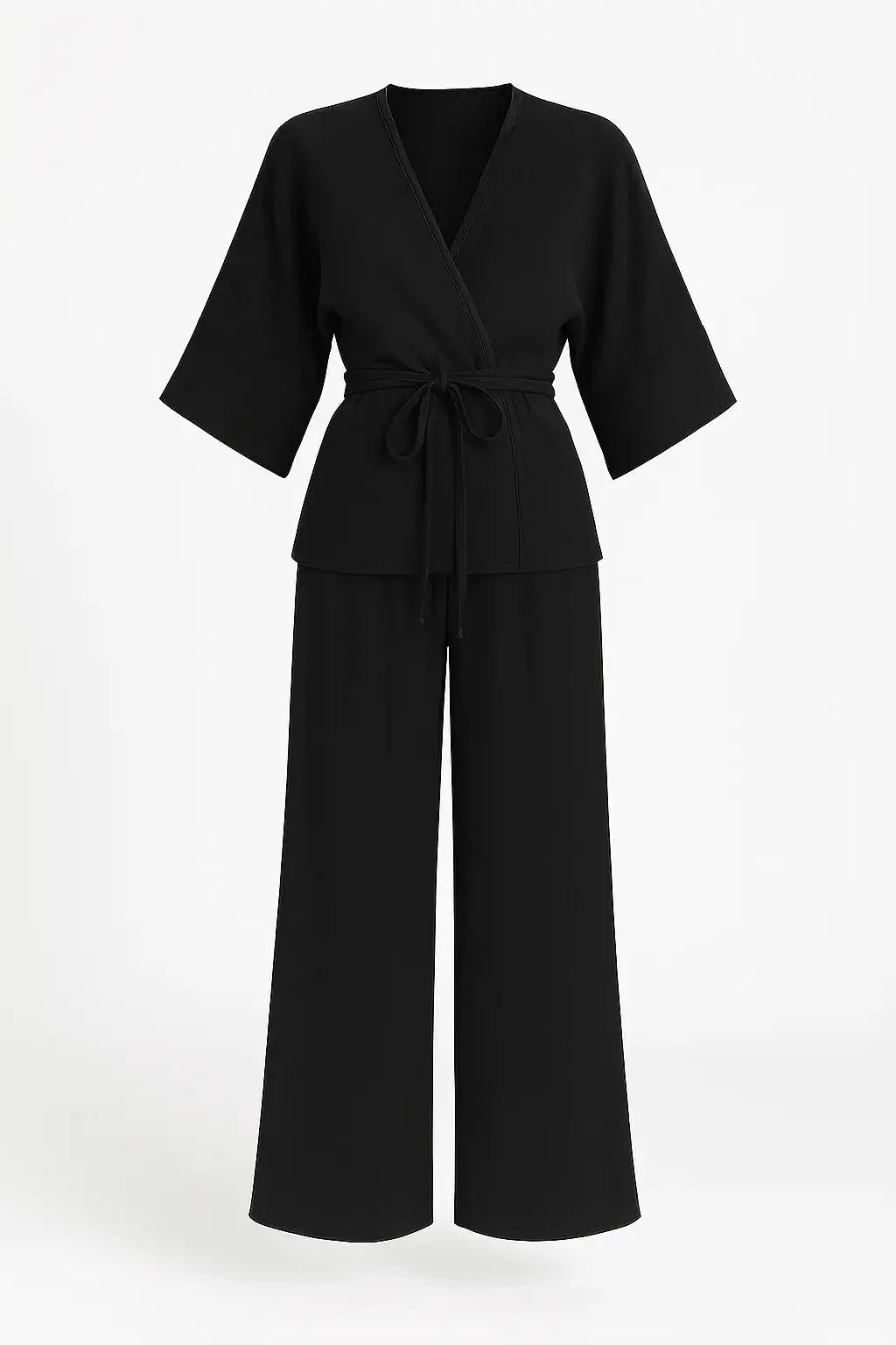 Completo con spolvero kimono con laccetto in vita e pantaloni jogger a palazzo Unica by Dorabella