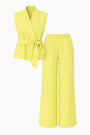 Completo con top scollo a v incrociato con lacci laterali e jogger a palazzo Unica by Dorabella Giallo-Taglia-Unica-Fino-alla-46