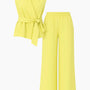 Completo con top scollo a v incrociato con lacci laterali e jogger a palazzo Unica by Dorabella Giallo-Taglia-Unica-Fino-alla-46