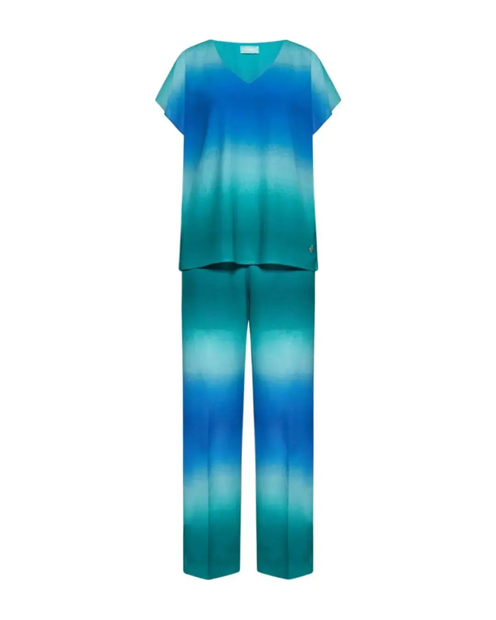 Completo effetto degradé con blusa e pantalone AZZURRO DORABELLA