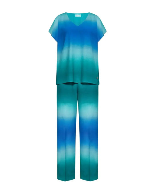 Completo effetto degradé con blusa e pantalone AZZURRO DORABELLA