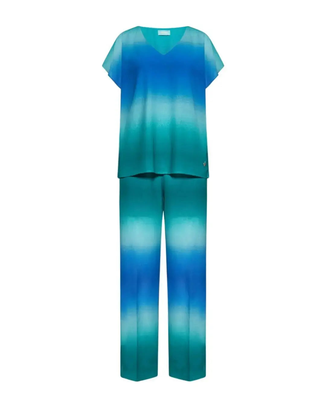 Completo effetto degradé con blusa e pantalone AZZURRO DORABELLA