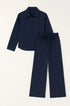 Completo gessato con over-shirt e jogger a palazzo Unica by Dorabella Deep-Blue-Navy-Taglia-Unica-Curvy-fino-alla-54