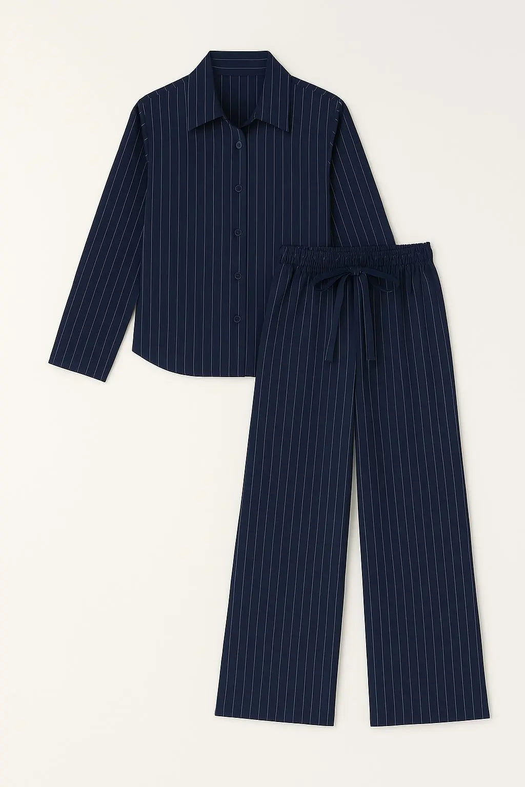 Completo gessato con over-shirt e jogger a palazzo Unica by Dorabella Deep-Blue-Navy-Taglia-Unica-Curvy-fino-alla-54