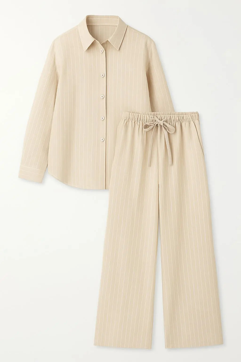 Completo gessato con over-shirt e jogger a palazzo Unica by Dorabella Panna-Taglia-Unica-Curvy-fino-alla-54