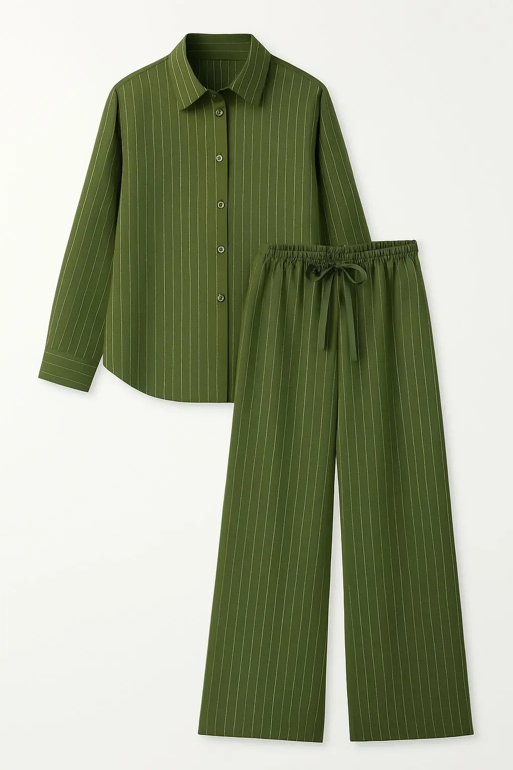 Completo gessato con over-shirt e jogger a palazzo Unica by Dorabella Verde-bottiglia-Taglia-Unica-Curvy-fino-alla-54