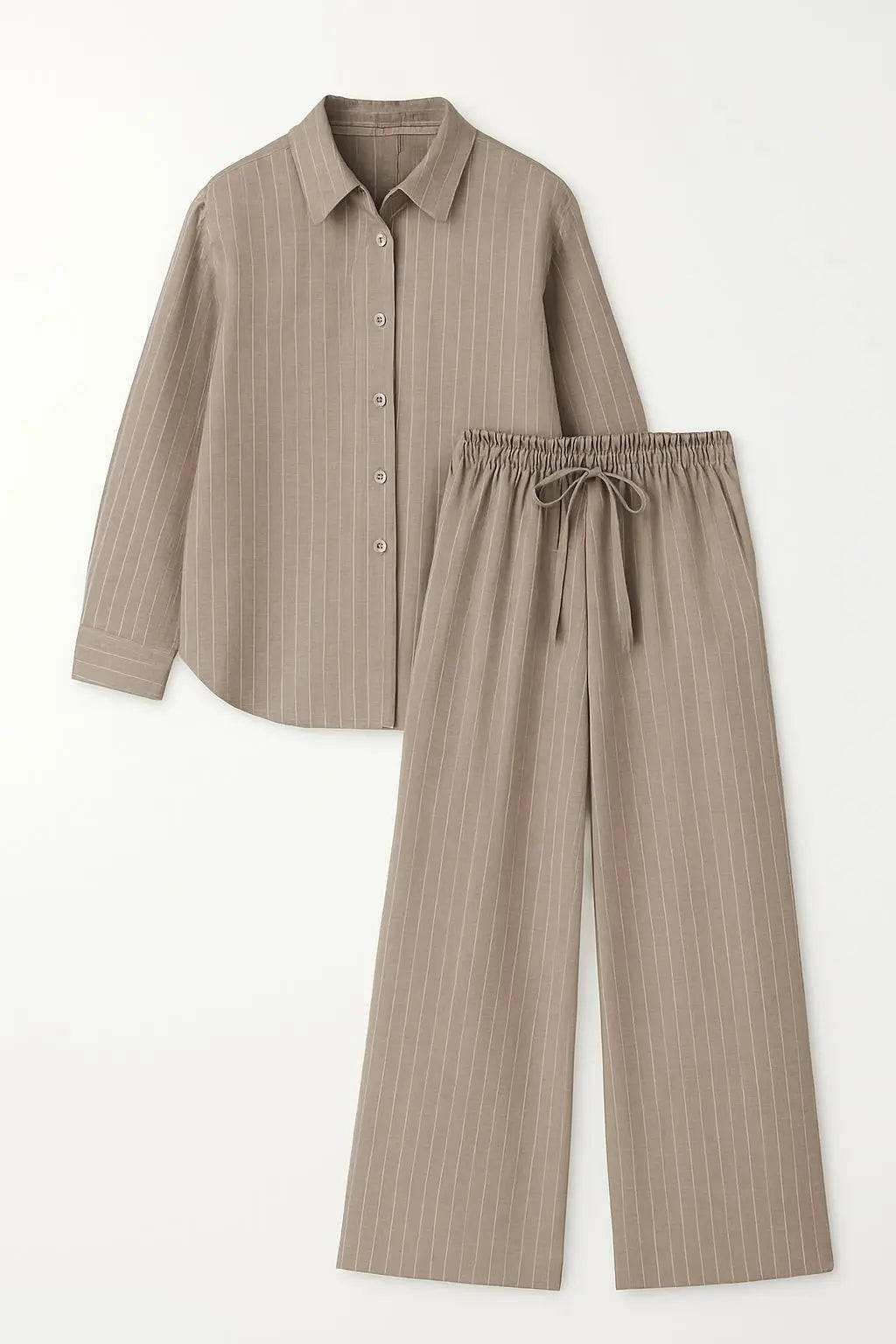 Completo gessato con over-shirt e jogger a palazzo Unica by Dorabella Beige-Taglia-Unica-Curvy-fino-alla-54