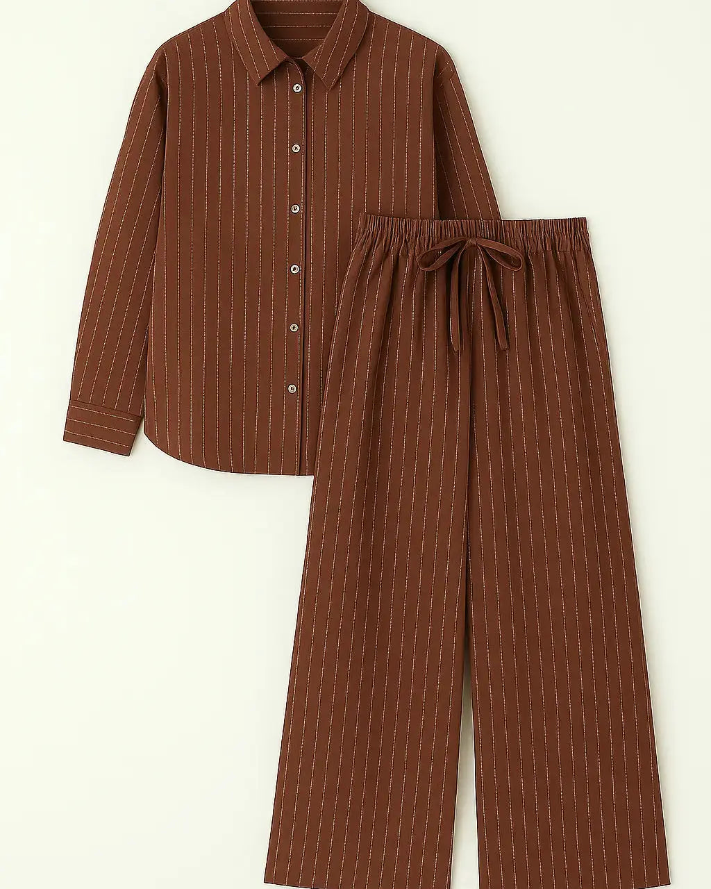 Completo gessato con over-shirt e jogger a palazzo Unica by Dorabella Marrone-Taglia-Unica-Curvy-fino-alla-54