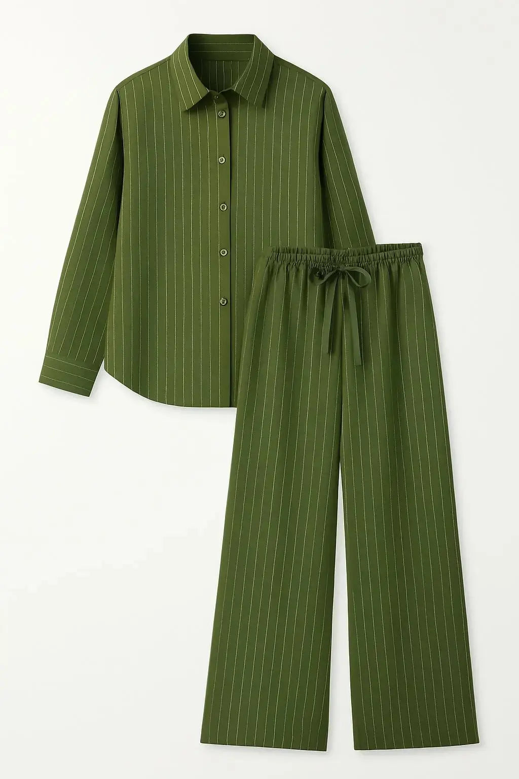 Completo gessato con over-shirt e jogger a palazzo Unica by Dorabella Verde-bottiglia-Taglia-Unica-Curvy-fino-alla-54