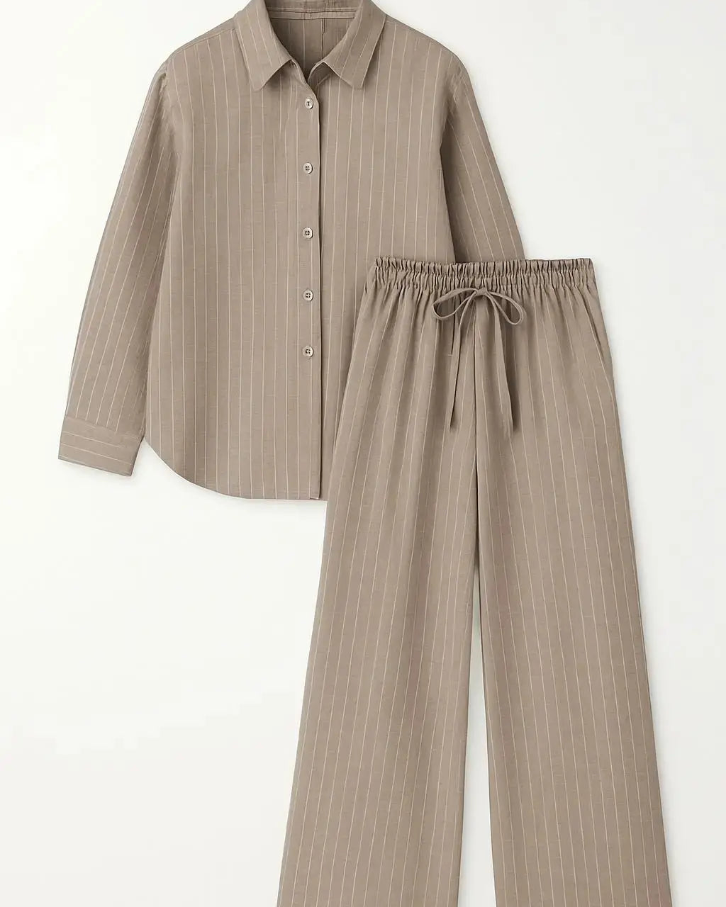 Completo gessato con over-shirt e jogger a palazzo Unica by Dorabella Beige-Taglia-Unica-Curvy-fino-alla-54